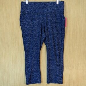 Livi Lane Bryant Power Legging Navy Blue Speckled Dot High Rise Capris 14/16 NEW